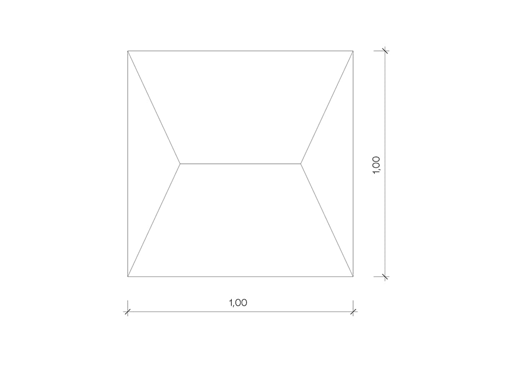 Eine Linienzeichnung von dem Akustikpaneel in der Shape Roof.