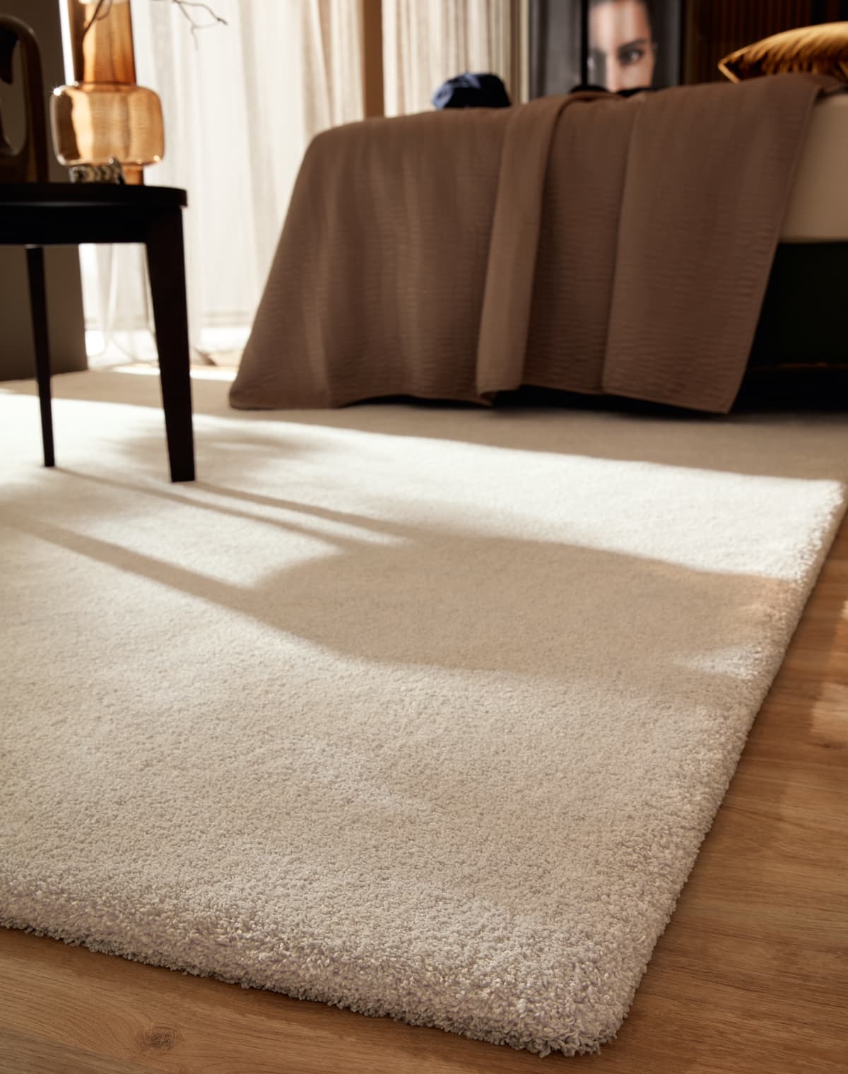 Beiger Teppich im Schlafzimmer Detailaufnahme 