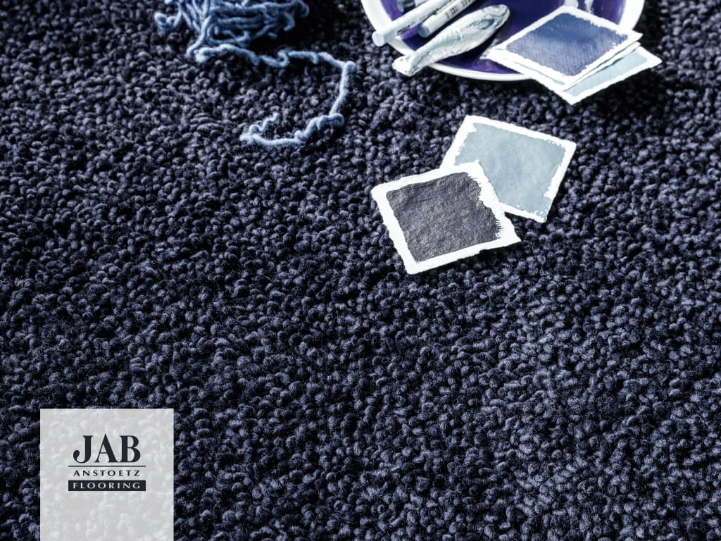 Blauer hochfloor Teppich Detailbild