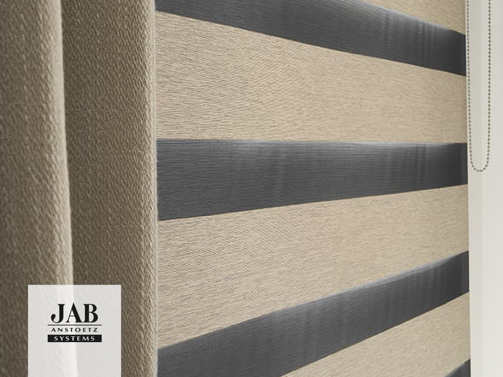 Doppelrollo beige grau gestreift